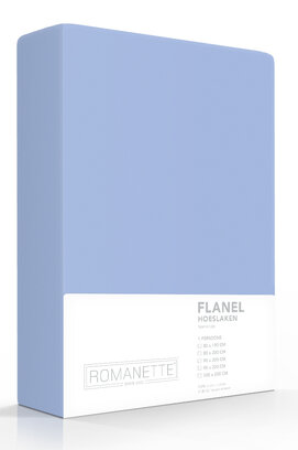 Romanette flanel hoeslaken  Licht blauw 180x200