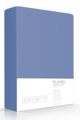 Romanette flanel hoeslaken  Jeans 90x220