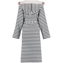 Cawö Cawö Dames Badjas met Capuchon 1243 Schwarz-weiss  48