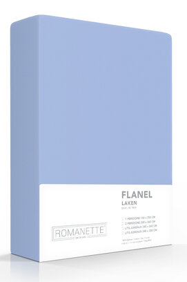 Romanette flanel laken licht blauw 200x260