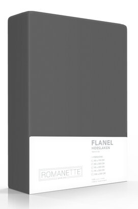 Romanette flanel hoeslaken  Antraciet 80x200