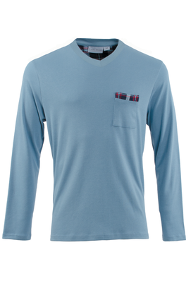 Carl Ross Heren T-Shirt v-neck  light blue/night blue L