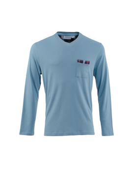 Carl Ross Heren T-Shirt v-neck  light blue/night blue L