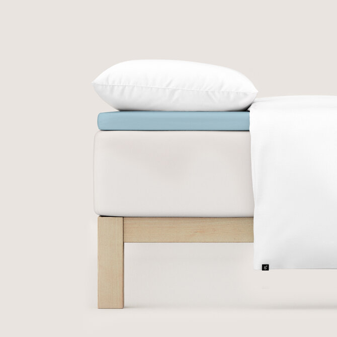 Schlafgut Pure Jersey Topper Fitted Sheet XL - 180x200 - 200x220 536 Blue Light