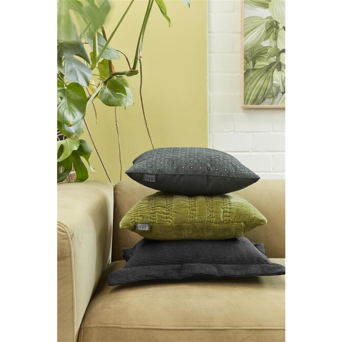 KAAT Amsterdam Coussin décoratif Quilta - Vert olive 43x43 cm
