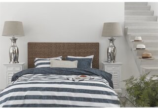 Rivièra Maison Lindy Lines Dekbedovertrek - Navy 260x200/220 cm