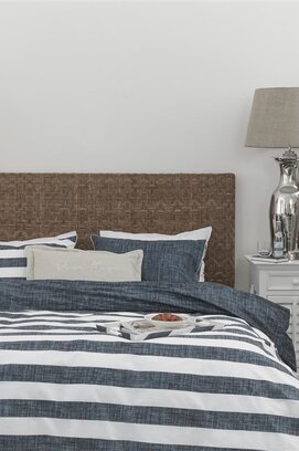 Rivièra Maison Lindy Lines Dekbedovertrek - Navy 140x200/220 cm