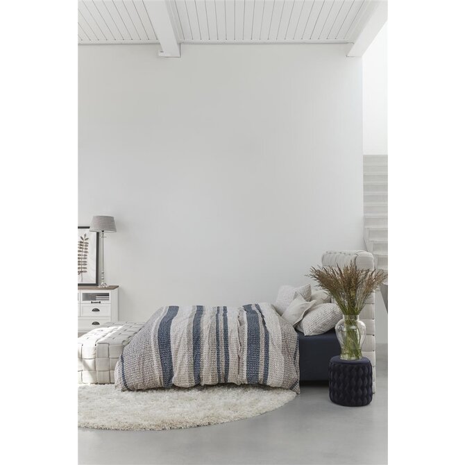 Rivièra Maison Rattan Stripes Dekbedovertrek - Blue Grey 240x200/220 cm