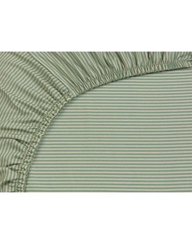 Pip Studio Duo Stripe Hoeslakens- Khaki 90x200 cm Hoekhoogte: 25 cm