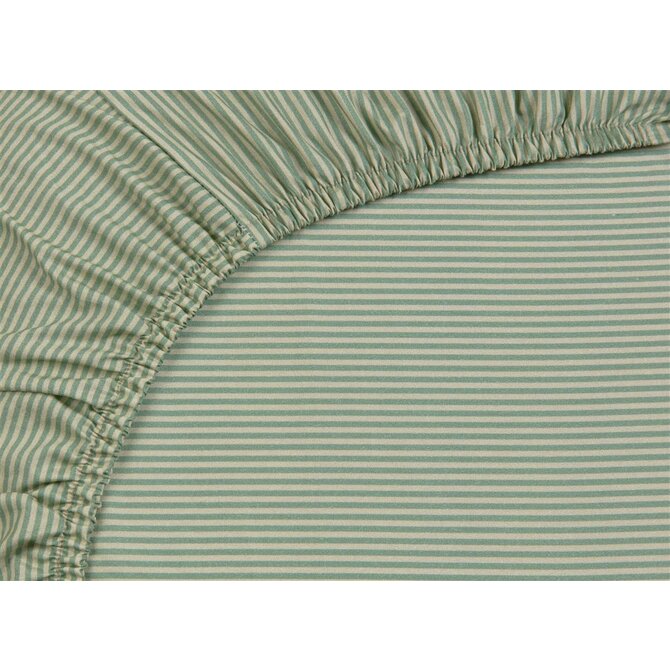 Pip Studio Duo Stripe Hoeslakens- Khaki 90x200 cm Hoekhoogte: 25 cm