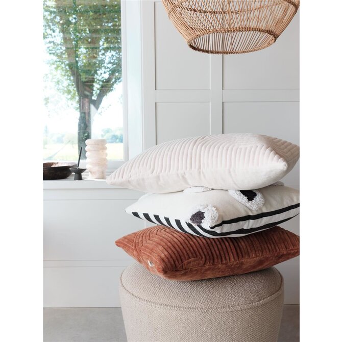 VTwonen Coussin décoratif Stripe and Eye - Natural 50x50 cm