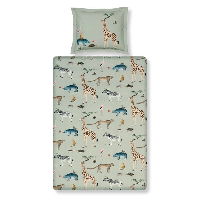 Vandyck Wild Animals - Housse de couette Smoke Green Housse de couette pour enfants (120x150)