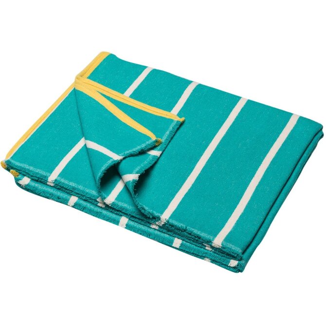 David Fussenegger LUCA plaid en coton flanelle - rayures 200x140 cm vert menthe