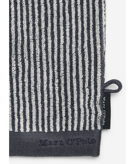 Marc O'Polo Timeless Tone Stripe Washandje Marine/Silver 16x22