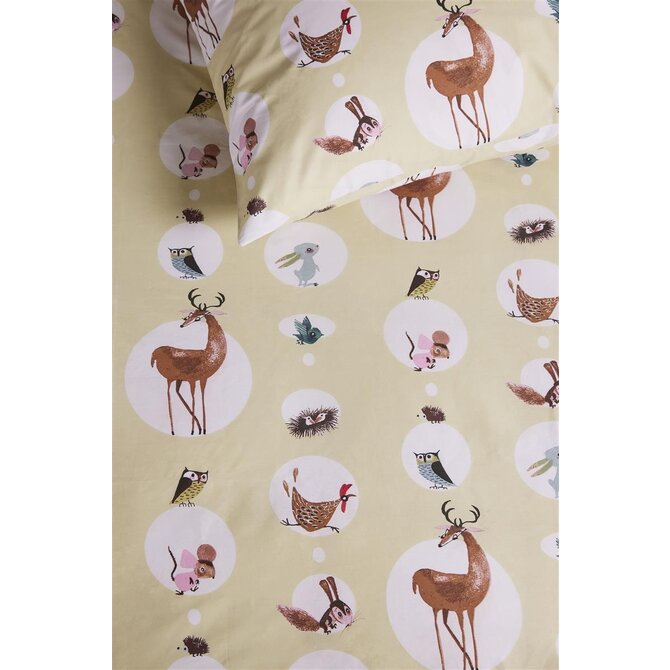 Beddinghouse x Fiep Amsterdam Forest Animals Housse de couette Yellow 140x200 cm