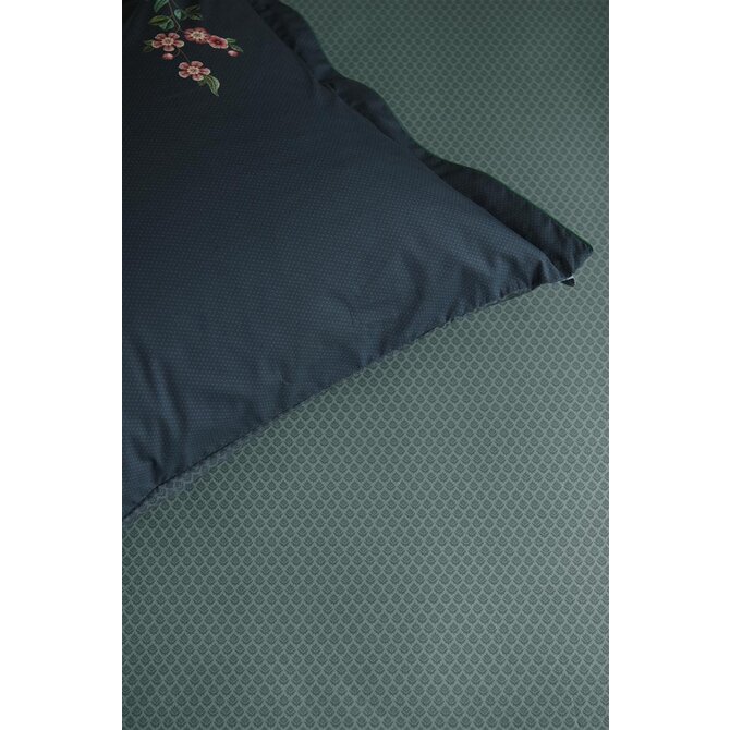 Pip Studio Drap-housse Thousand Leaves Bleu Gris 160x200 cm Hauteur des coins 25 cm