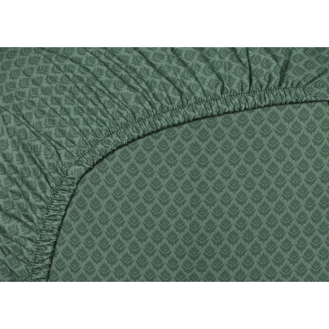 Pip Studio Thousand Leaves hoeslaken  Groen 100x200 cm Hoekhoogte 25 cm