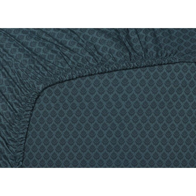 Pip Studio Drap-housse Thousand Leaves Bleu foncé 100x200 cm Hauteur des coins 25 cm