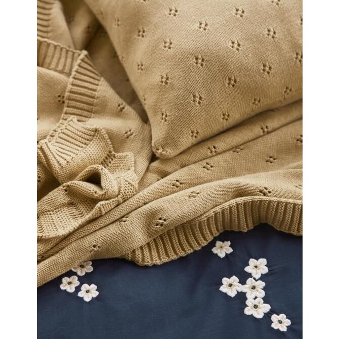 Essenza knitted Ajour cushion Fern yellow 30x50