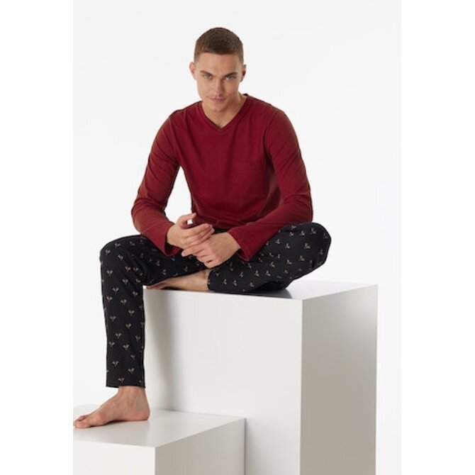 Schiesser Pyjama long bordeaux 180444 56/XXL