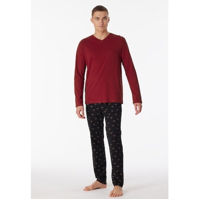 Schiesser Pyjama Long bordeaux 180444 56/XXL