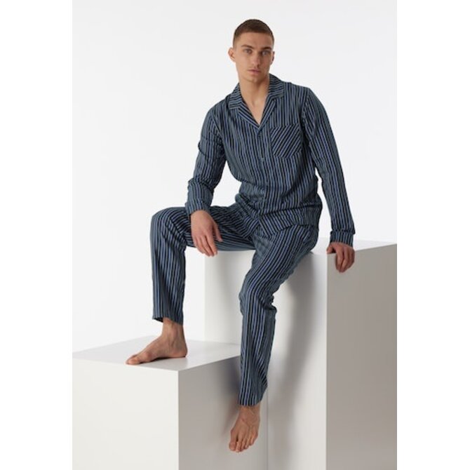 Schiesser Pyjama Long nightblue 180275 54/XL