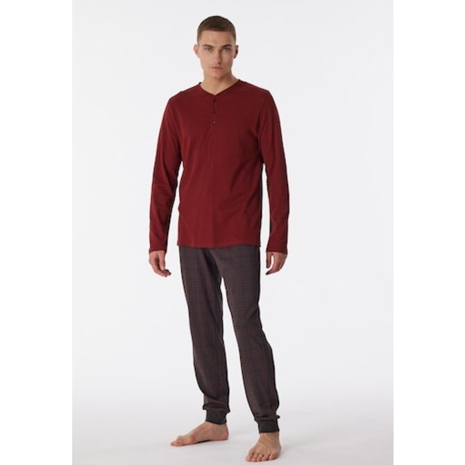 Schiesser Pyjama Long terracotta brown 180269 56/XXL