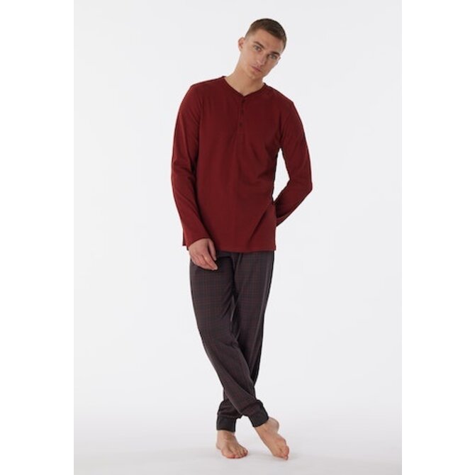 Schiesser Pyjama long terre cuite marron 180269 56/XXL Schiesser Pyjama long terre cuite marron 180269 56/XXL