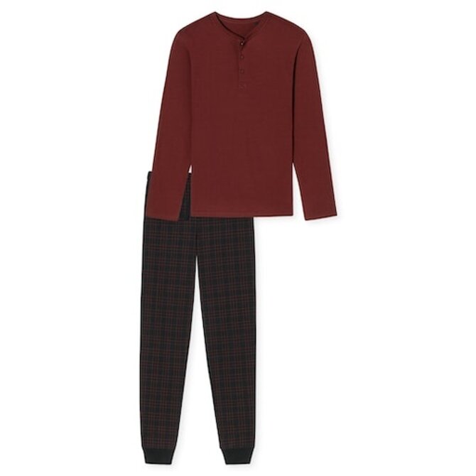 Schiesser Pyjama long terre cuite marron 180269 52/L