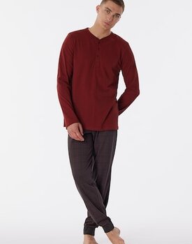 Schiesser Pyjama Long terracotta brown 180269 52/L