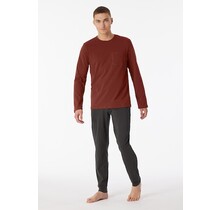 Schiesser Pyjama long terre cuite marron 180259 52/L