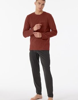 Schiesser Pyjama Long terracotta brown 180259 52/L