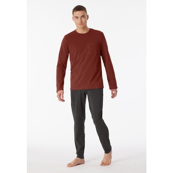 Schiesser Pyjama Long terracotta brown 180259 50/M