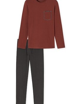 Schiesser Pyjama Long terracotta brown 180259 48/S