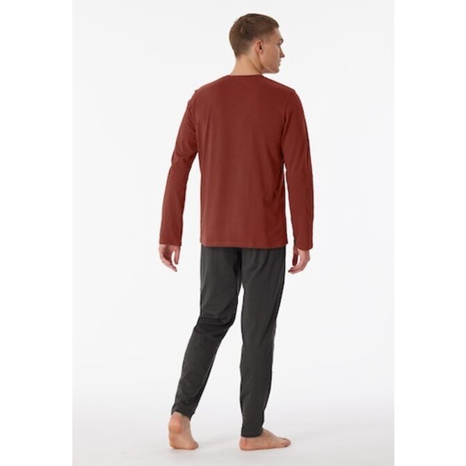 Schiesser Pyjama Long terracotta brown 180259 48/S