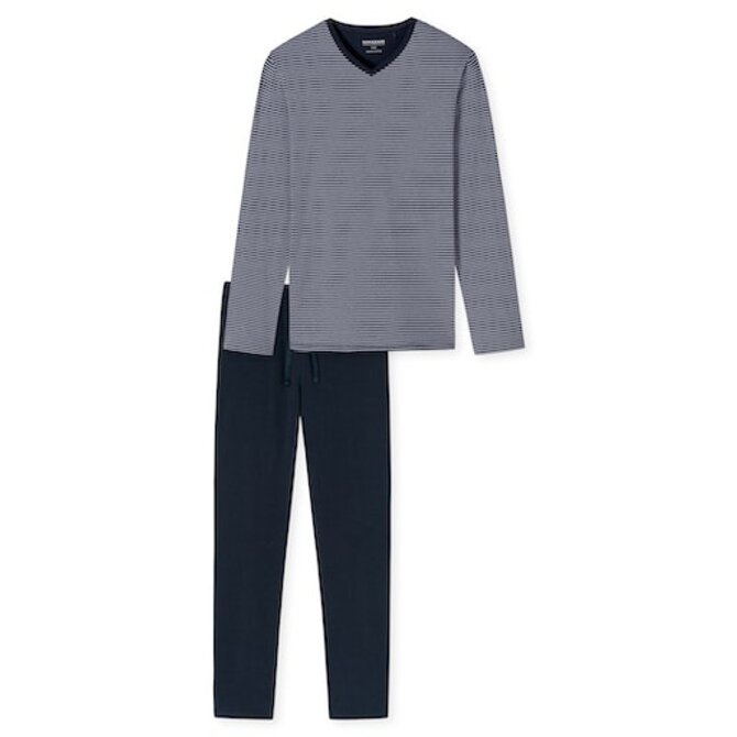 Schiesser Pyjama Long nightblue 180258 48/S