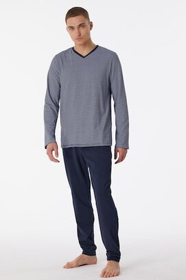 Schiesser Pyjama Long nightblue 180258 48/S