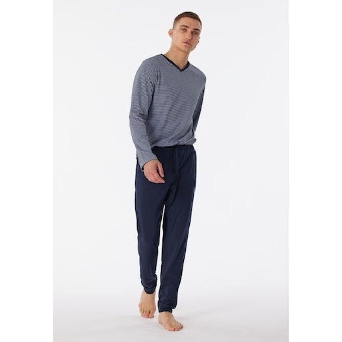 Schiesser Pyjama Long nightblue 180258 48/S