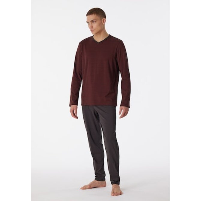 Schiesser Pyjama long terre cuite marron 180258 56/XXL