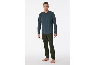 Schiesser Pyjama Long petrol 180258 48/S