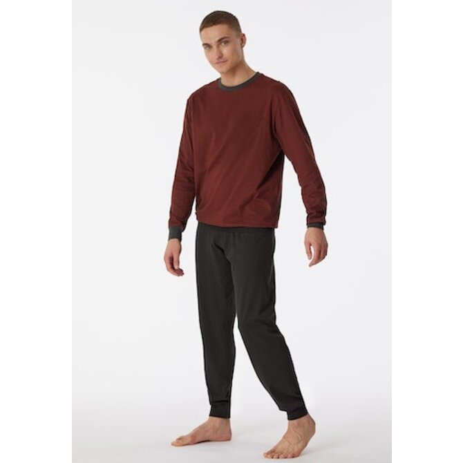 Schiesser Pyjama Long terracotta marron 180252 50/M