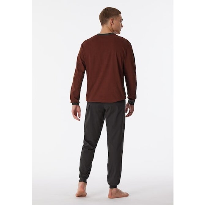 Schiesser Pyjama long marron terracotta 180252 48/S