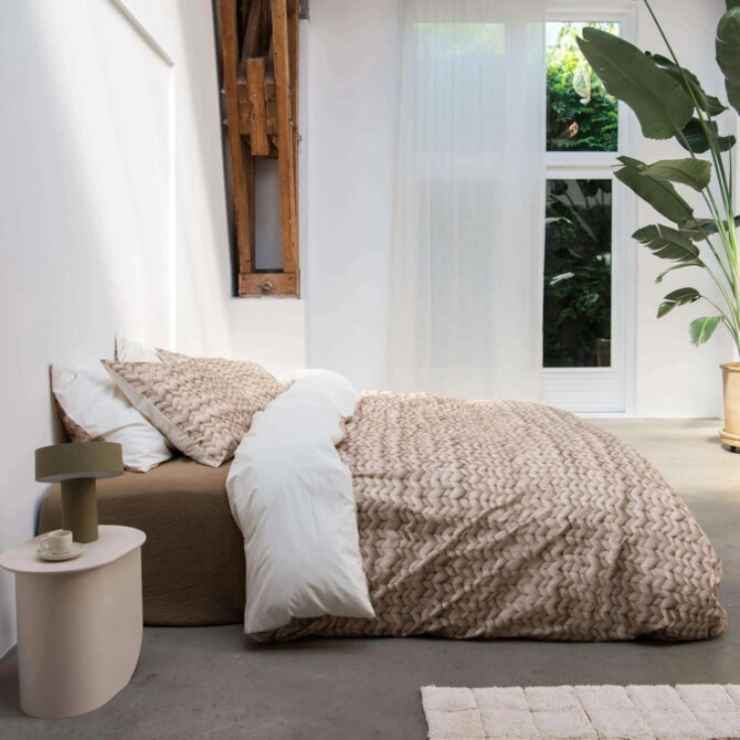 Snurk Twirre Sand Beige Dekbedovertrek 200x200/220 cm