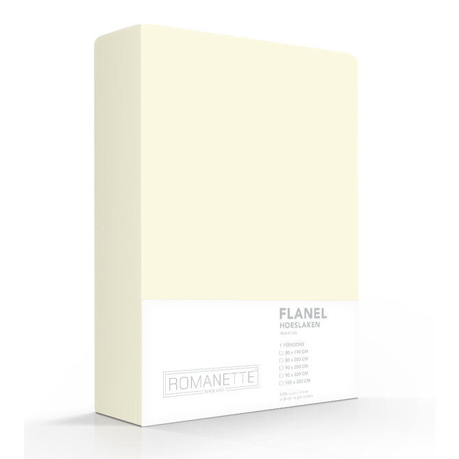 Romanette flanel hoeslaken  Ivoor 140x200