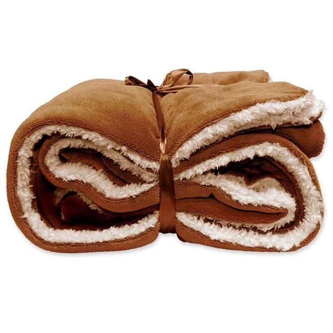 Unique Living Lars coral fleece/suede plaid 150x200cm Leather Brown