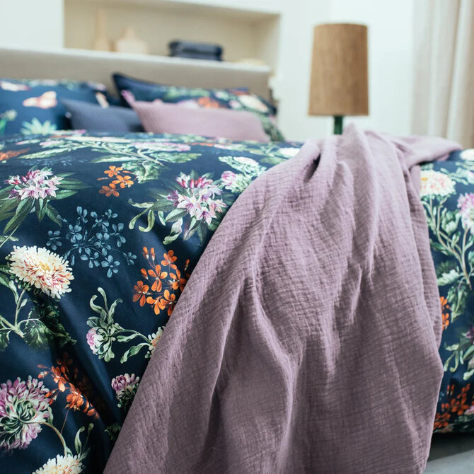 Taie d'oreiller Vandyck Happiness (60x70) encre bleue