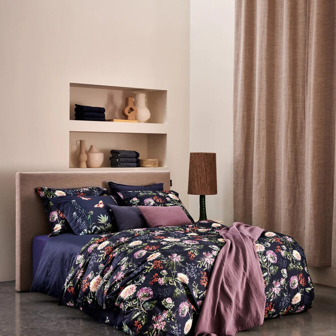 Taie d'oreiller Vandyck Happiness (60x70) encre bleue