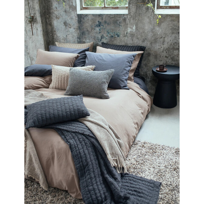 Vandyck Pure 66 Housse de Coussin en Coton et Chanvre (60x70) noir délavé