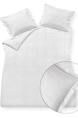 Vandyck Home 78 Check 300Tc Housse de Couette Lits-jumeaux XL (260x240) blanc