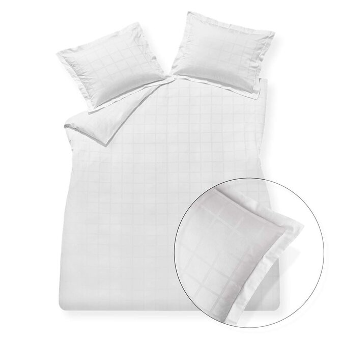 Vandyck Home 78 Check 300Tc Housse de couette double (200x200/220) blanc